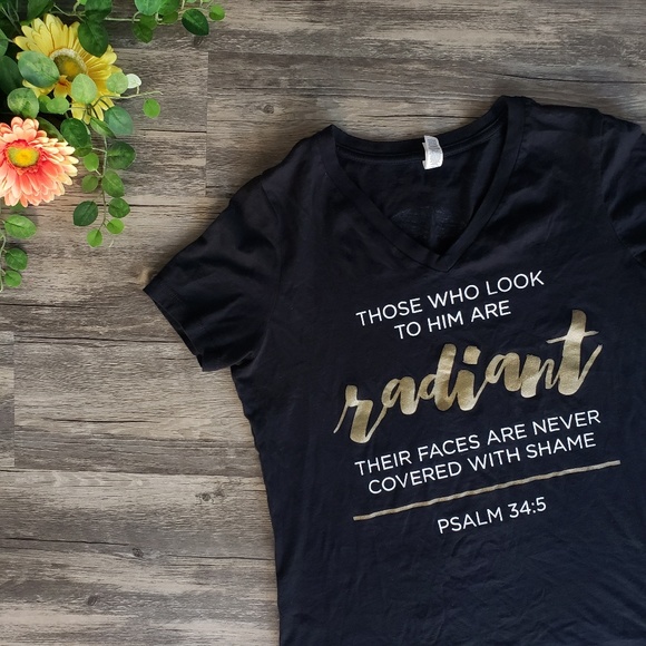 Tops - Bible Verse Short Sleeve V-Neck Tee